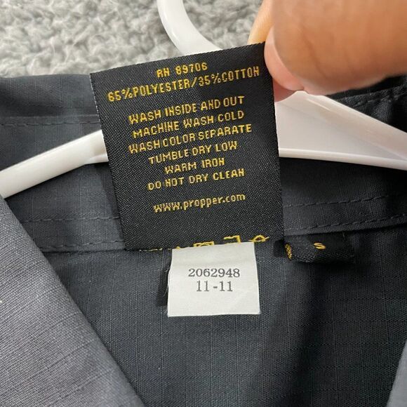 Proper Tactical‎ Shirt Men S Charcoal Ripstop Short Sleeve Button Down NEW - Picture 8 of 13